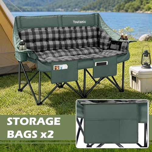 Youtanic Double Camping Chair, Heavy Duty 650lbs Padded Loveseat for Adults - Image 5