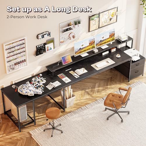PRAISUN 66" L Shaped Gaming Desk with LED Lights & Power Outlets - Image 7