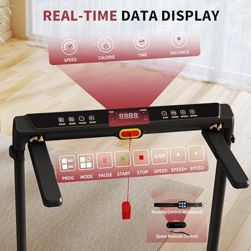 Hccsport Treadmill with Incline, 3 in 1 Under Desk Treadmill Walking Pad with Removable Desk Workstation 3.5HP Foldable Compact Walking Treadmills for Home Small Office with Wristband Remote Control - Image 6