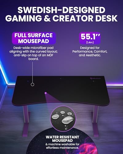 Arozzi Arena Medium Gaming Desk Purple - Image 3