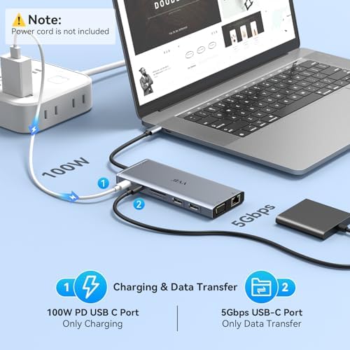 USB C Docking Station Dual Monitor HDMI for Dell HP Lenovo Laptop,14 in 1 Docking Station to 2 HDMI Port 4K+VGA USB Type C Hub Multiport Adapter Dongle Dock,USB C to Ethernet+5 USB+SD/TF+100W PD+Audio - Image 5