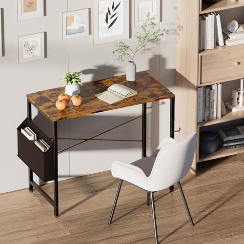 Pamray 32 Inch Computer Desk for Small Spaces with Storage Bag, Home Office Work Desk with Headphone Hook, Small Office Desk Study Writing Table - Image 2