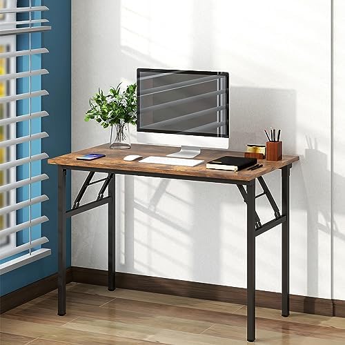 Need Office Computer Desk 39.3 Inch Sturdy Folding Laptop Table Retro - Image 2