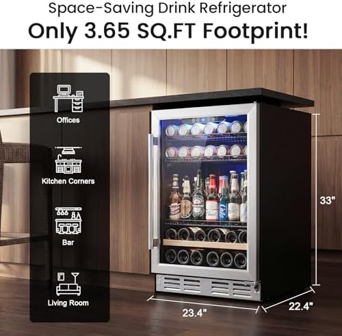 Kalamera Beverage Refrigerator, 24 inch Beverage and Wine Fridge 5.3 Cu.ft - Image 4