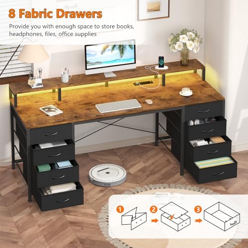 60" Computer Desk with 8 Drawers & Monitor Stand for Home Office, Bedroom - Image 3