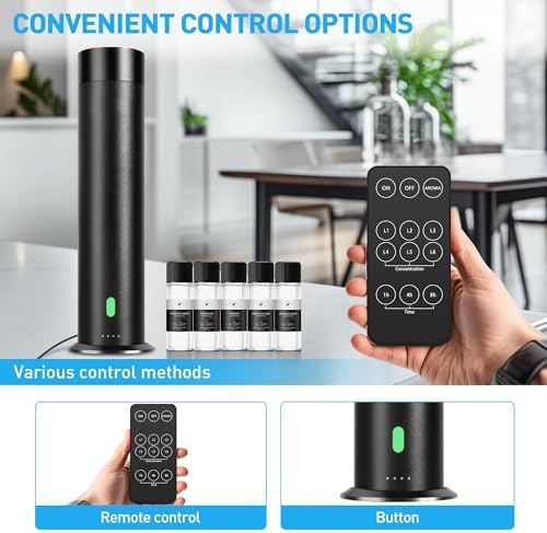 Waterless Diffuser Starter Kit with 5 Scent Oils - Cold Air Diffuser Machine for Home, Hotels and Large Room, 1000 Sq.Ft Coverage Hotel Scent Essential Oil Diffuser, Remote Control, 4.05 Oz, Black-N - Image 4
