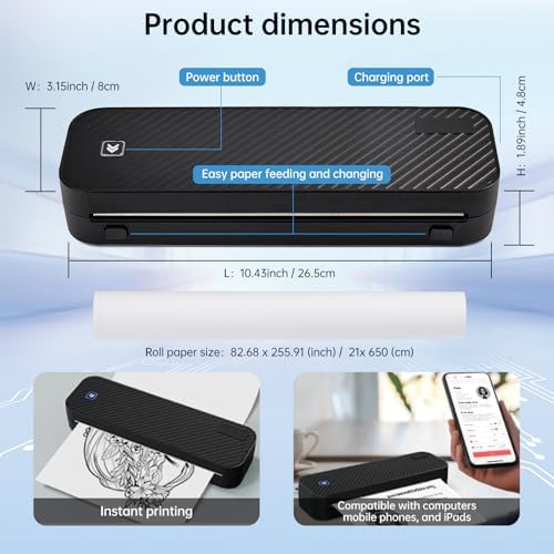 Portable printer bluetooth Inkless thermal for Phone & Laptop and Tablet - Image 2
