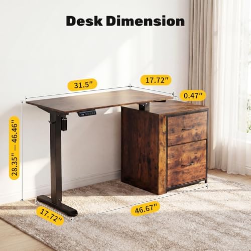 Compact Electric Height Adjustable Standing Desk, 48" x 18" Sit Stand Workstation with Smooth Motorized Lift, Narrow Ergonomic Home Office Computer Desk for Monitors & Laptops,28.3"-46.5" Height - Image 3