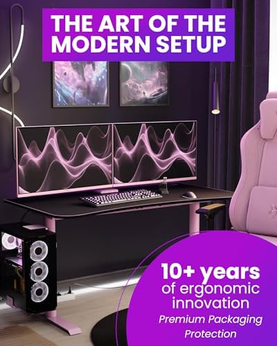 Arozzi Arena Medium Gaming Desk Pink - Image 6