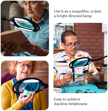 Brightech LightView Pro Magnifying Floor Lamp - Hands Free Magnifier with Bright LED Light for Reading - Work Light with Flexible Gooseneck - Standing Mag Lamp - Image 6