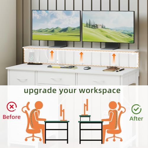 Somdot Computer Desk with Power Outlet and LED Lights, Desk with 6 Drawers - Image 7