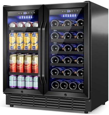 Velivi 30 Inch Wine and Beverage Refrigerator Black- Dual Zone Beverage Fridge Under Counter/Freestanding Drink and Beer Fridge Built-In Home Kitchen Bar or Office by Velivi