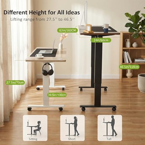farexon 63x24 Inch Electric Standing Desk with Mouse Pad, Oak Gray - Image 3