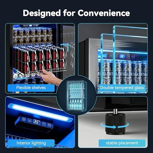 130 Can Beverage Refrigerator, 3.2 Cu.Ft Mini Fridge Beverage Cooler - Image 5