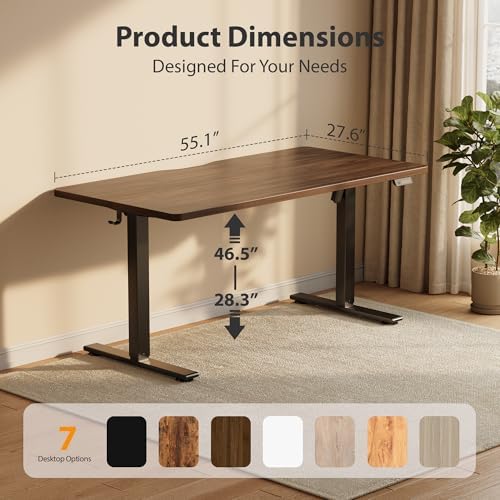 Cubiker Standing Desk, 55x28 Inches Sit Stand Home Office Desk, Electric Stand up Desk, Adjustable Desk with Splice Board, Black Frame/Black Walnut Top - Image 2