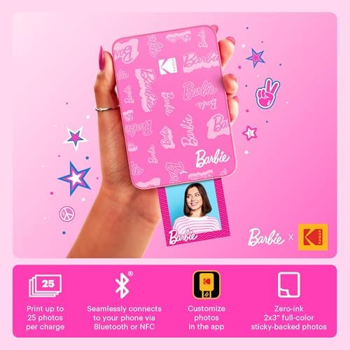Kodak x Barbie Step Slim Wireless Instant Portable Photo Mobile Printer Gift Bundle (Signature Style)+ Barbie Camera Case, Photo Album, Sticker & Hanging Frames, 50 Stickers + Zink Paper (20 Sheets) - Image 2