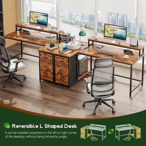 EnHomee 40" L Shaped Computer Desk with 3 Storage Drawers for Teen Room - Image 3