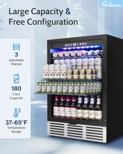 Feelfunn 24 Inch Beverage Refrigerator,180 Cans Outdoor Refrigerator - Image 2