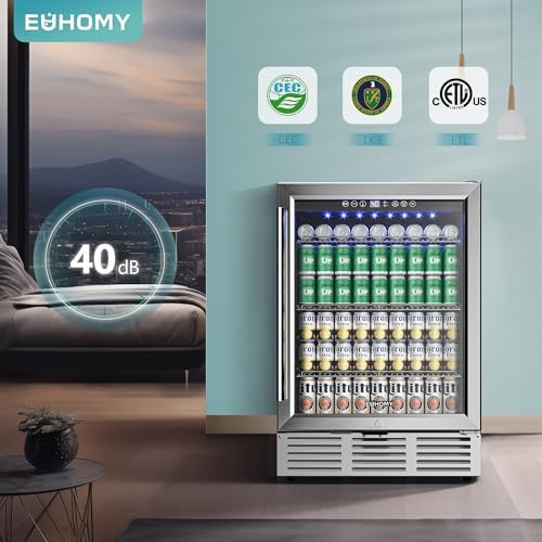 EUHOMY 180 Can Beverage Refrigerator, 24 Inch Under Counter Refrigerator - Image 6