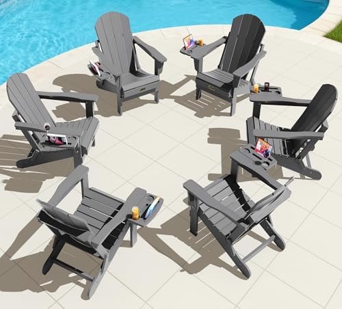 SERWALL Folding Adirondack Chair, 4 in 1 Cup Holder Fire Pit Chair - Blue by SERWALL