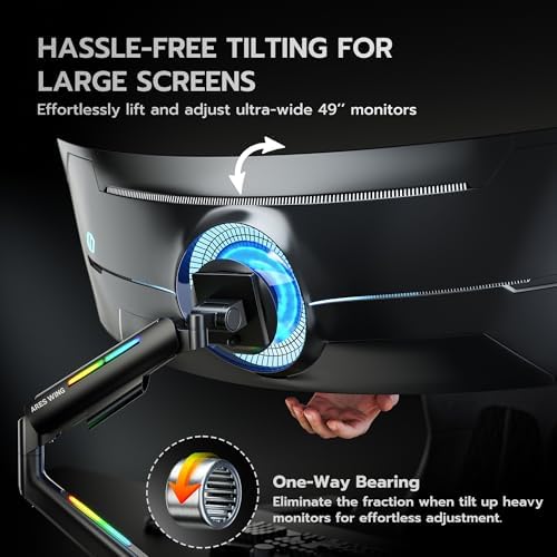 ARES WING Ultrawide Monitor arm with RGB for 17-49 Inch Screen, Black - Image 3