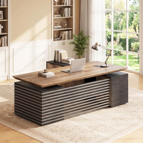 78.7" Executive Standing Desk with Locking Drawers and Charging Station - Image 3