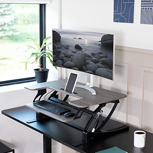 VIVO Dark Gray 36 inch Standing Desk Converter, DESK-V000VG - Image 2