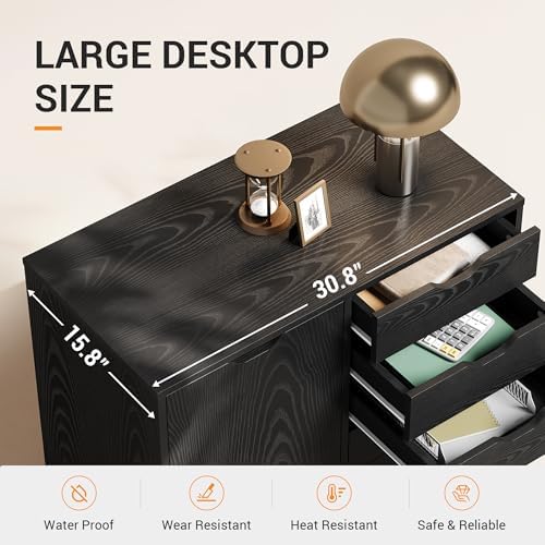 DEVAISE 5-Drawer Wood Drawer Cabinet, Office Storage Cabinet, Black - Image 7