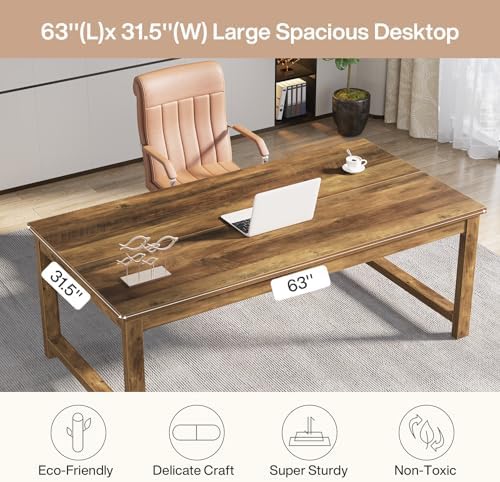 Tribesigns Modern Computer Desk, 63 x 31.5 inch Large Office Desk Computer Table Study Writing Table Workstation for Home Office, Brown Wood - Image 6