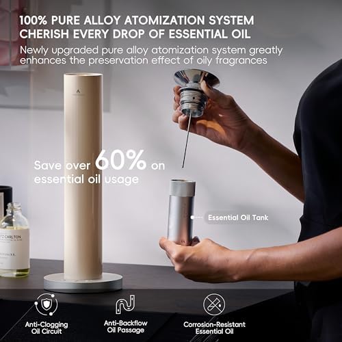 Wireless Rechargeable Hotel Scent Diffuser Kit - 1500 Sq Ft Coverage, Alloy Atomization System,App Control,Waterless Oil Diffuser, Including 5×15ml Essential Oils, for Home,Large Room,Spa, Cream - Image 4