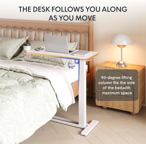 FLEXISPOT H7 28" Pneumatic Height-Adjustable Overbed Table with Wheels - Image 3