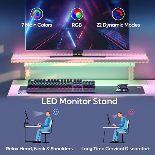 Pinmoco 42" Reversible Small L-Shaped Gaming Desk with LED Lights, Pink - Image 3