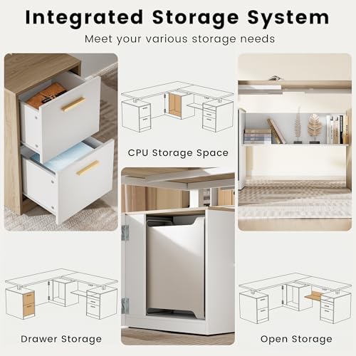 ModernMate 71" L Shaped Electric Standing Desk with 5 Drawers & CPU Storage - Image 4