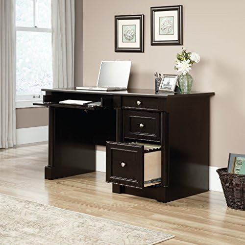 Sauder Palladia Computer Desk with Drawers, Home Office Desk with File Cabinet Storage Drawer, Cable Management, Keyboard Tray, in Wind Oak Finish - Image 4