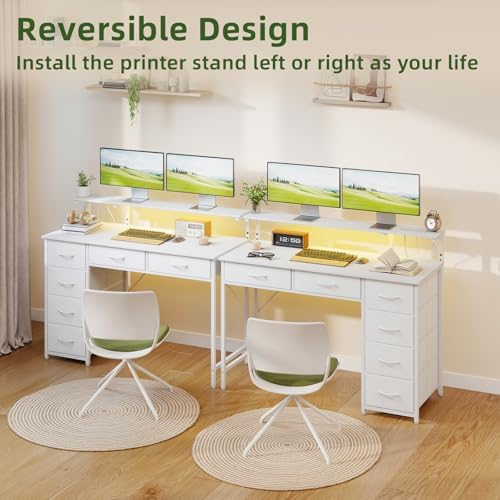 Somdot Computer Desk with Power Outlet and LED Lights, Desk with 6 Drawers - Image 6