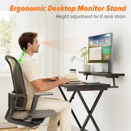 WOHOMO Folding Computer Desk with Monitor Stand, Adjustable Height, Black - Image 5
