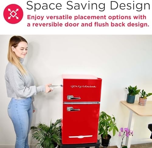Frigidaire Retro Compact Fridge Freezer Combo, 3.1 cu. ft. Capacity, Small Top Freezer Refrigerator, Mini Fridge with Built-in Bottle Opener – 19”"D x 20.5" W x 33.5" H (Red) - Image 6