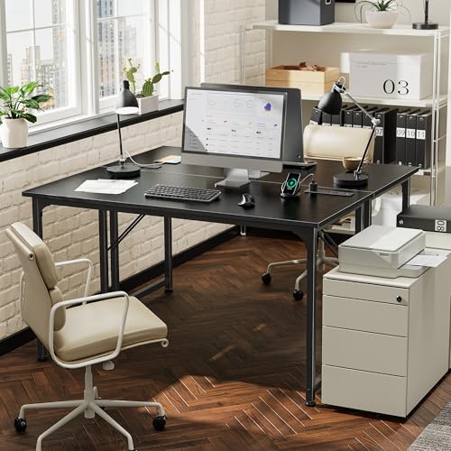 PRAISUN 47 X 20 Inch Computer Desk, Power Outlets, USB-C, Black - Image 2