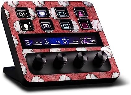 MightySkins Glossy Glitter Skin Compatible with Elgato Stream Deck + - Tiled Baseball | Protective, Durable High-Gloss Glitter Finish | Easy to Apply, Remove, and Change Styles | Made in The USA by MIGHTY+SKINS
