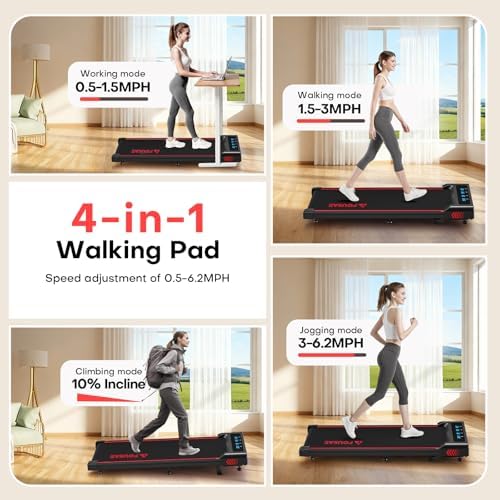 Walking Pad with Incline, FOUSAE 6.2MPH Walking Pad Under Desk Treadmill with 10% Incline, Full Screen LED Display, 2.75HP Brushless Drive, 12 HIIT Programs, Remote Control, 350 LBS Capacity - Image 3