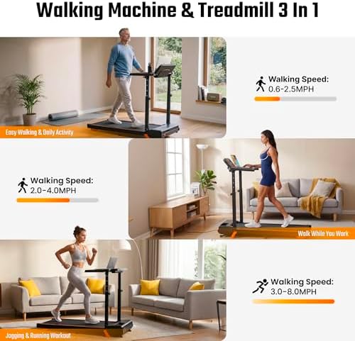 Walking Pad, Treadmill for Home Small, Foldable 3.5HP Under Desk Treadmill with Handle Bar, Compact 15% Incline Running Machine for 350 Lbs Capacity(L) - Image 6