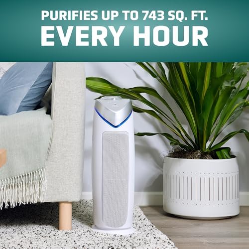 GermGuardian HEPA Air Purifier - Large Room Air Purifier for Bedroom, Office, Dorm, and Home - Filters Pet Dander, Dust, Pollen, Smoke, Scents - AC4825W - 22" Tower - White - Image 2