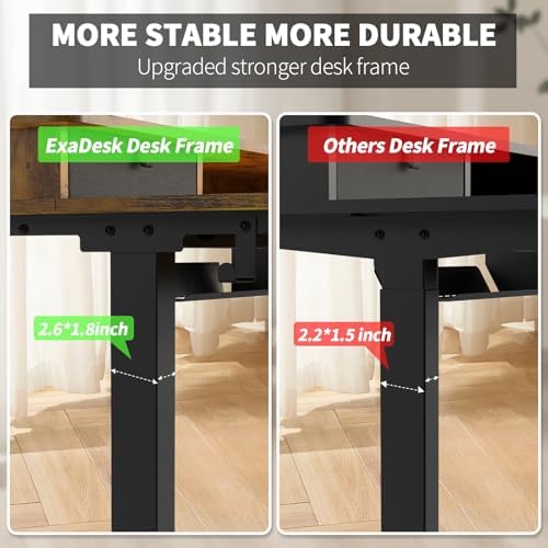 55 * 30 Inches Electric Standing Widened Desk Adjustable Height with 4 Drawers, Double Storage Shelves Stand Up Desk, Home Office Workstation Sit Stand up Desk (Rustic Brown) - Image 5