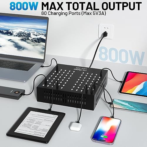 Multiple USB Charging Station, MIXILIN 80 Ports 800W(150A) Fast Charger Station with Power Switch, Desktop Charging Station for Multiple Devices Compatible with Cell Phones iPad Kindle Tablet - Image 2