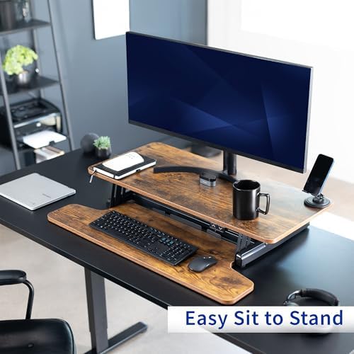 VIVO Vintage Brown 36 inch Electric Desk Converter, DESK-VE36N - Image 5