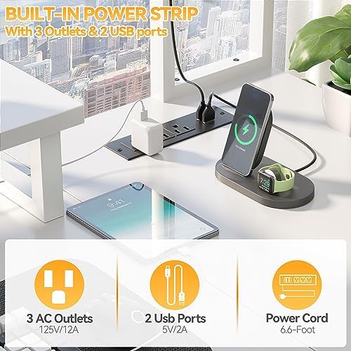 Aheaplus Small L Shaped Desk Gaming Desk with LED Lights & Power Outlets - Image 4