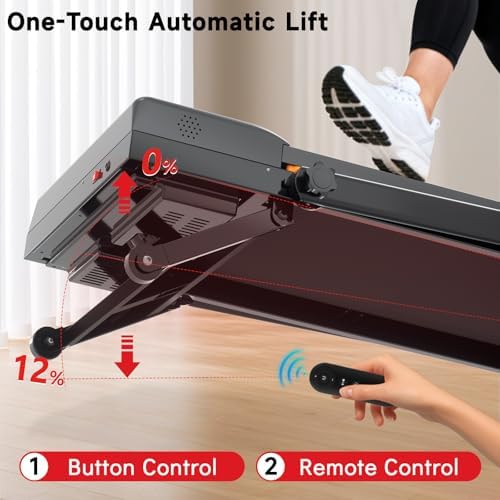 Walking Pad Treadmill with Incline and Handle Bar, 7.5MPH Under Desk Foldable Treadmill for Home Office with Remote Control - Image 4