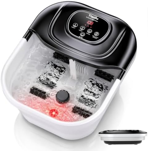 Collapsible Foot Soaking Tub with Heat, Pedicure Foot Spa Bath Massager with Temperature Control, Bubble & Red Light for Stress Relief by Tiqollu