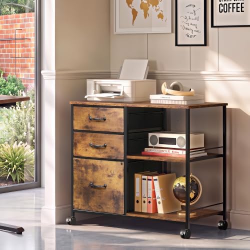 DEVAISE 3 Drawer Mobile File Cabinet, Fabric Lateral Filing Cabinet - Image 2