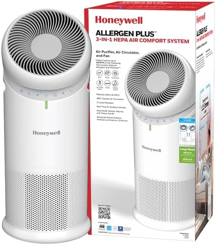 Honeywell Allergen Plus 3-in-1 HEPA Fan Air Purifier, Circulator, White by HoneywellPluggedIn